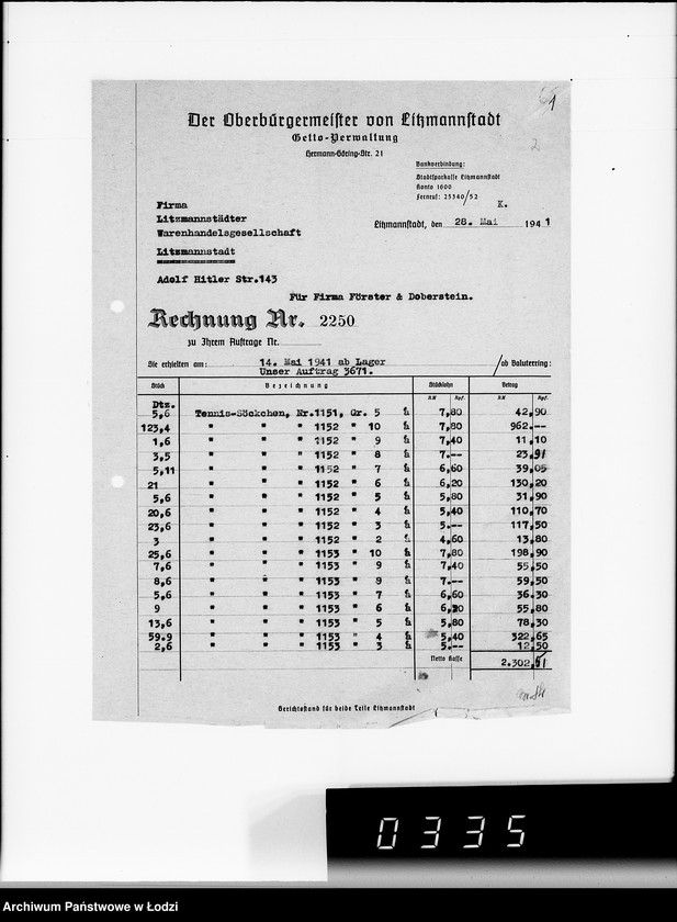 Obraz 6 z jednostki "Aufträge Litzm. Warenhandelsgesellschaft"