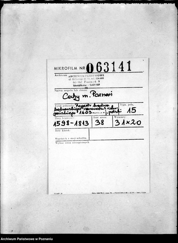 Obraz 2 z jednostki "Regestr bractwa bednarskiego renouatus roku pańskigo 1603 ...."