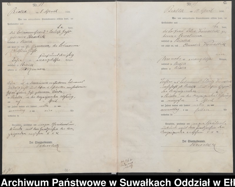 image.from.unit.number "Sterbe-Haupt-Register des Königlichen Preussischen Standes-Amtes Bialla Kreis Johannisburg"