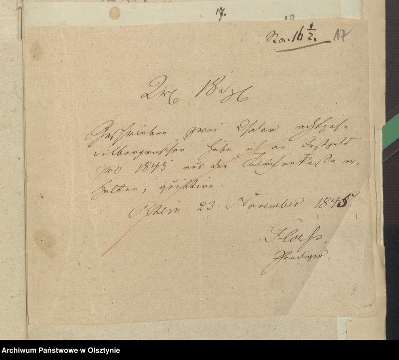 image.from.unit.number "Beläge zur Jahres Rechnung der Kirche zu Rhein für das Jahr 1845"