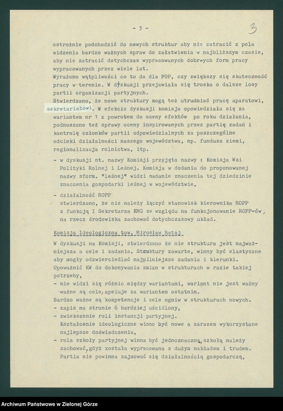 Obraz 5 z jednostki "Protokół z X plenarnego posiedzenia KW nt. Funkcjonowanie wojewódzkiej organizacji partyjnej w nowych warunkach politycznych. Załączniki. 14 kwietnia 1989"