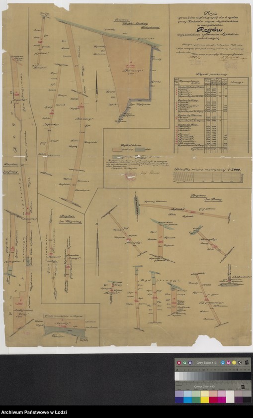Obraz 1 z jednostki "Plan gruntów należących do bractw przy kościele rzymskokatolickim w miasteczku Rzgów ..."