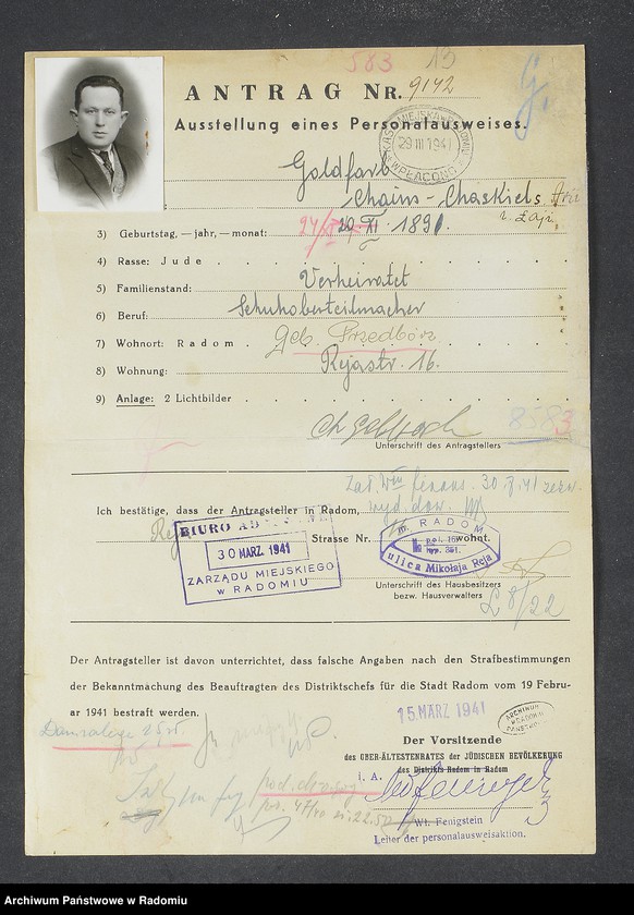 image.from.unit.number "[Wnioski o wydanie dowodów osobistych oraz nie odebrane dowody Goldberg, Goldfarb - Goldmann]"