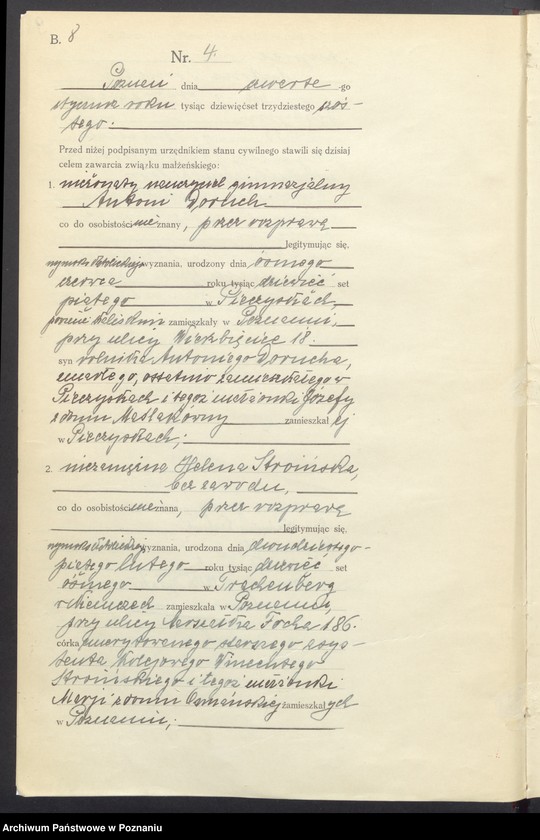 Obraz 9 z jednostki "Księga miejscowa małżeństw tom I [Rejestr główny małżeństw]"