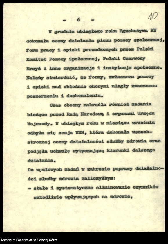 Obraz 12 z jednostki "Zdrowie. Przemówienia pracowników wydziału z okazji. Dnia pracownika służby zdrowia w latach 1982-1988, rocznic Wojewódzkiej Stacji Krwiodawstwa w 1978,1986; Sanepidu 1979, Sanatorium w Torzymiu w 1980, PKPS w 1984"