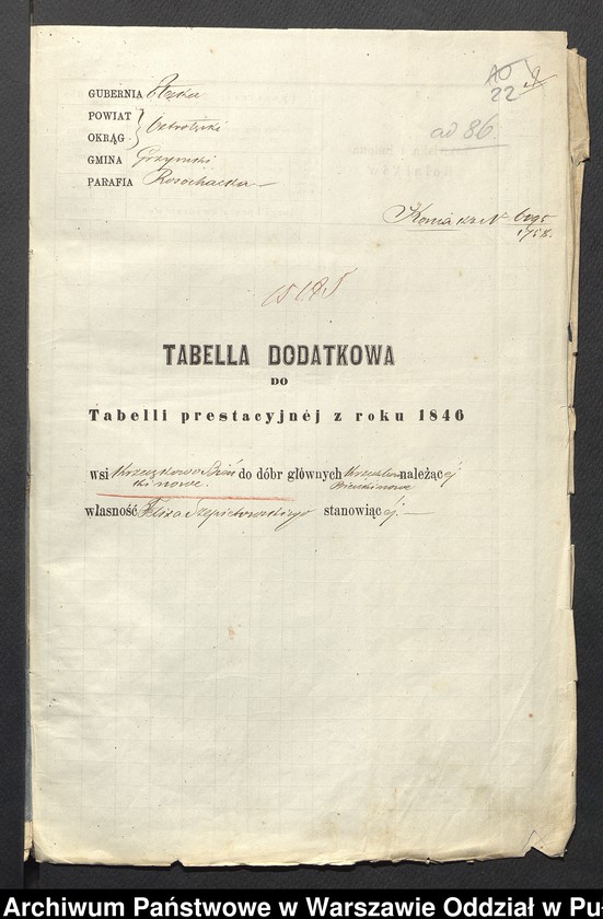 image.from.unit.number "O urządzaniu chłopów byłej rządowej wsi Krzeczkowo, Bieńki-Nowe, gm. Dmochy-Glinki, wchodzącej w skład prywatnej własności tejże nazwy podlegającej ziemianinowi Feliksowi Szepietewskiemu"