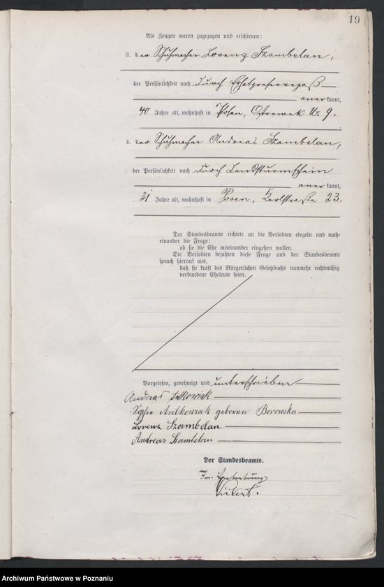 Obraz 20 z jednostki "Księga miejscowa małżeństw tom I [Rejestr główny małżeństw]"