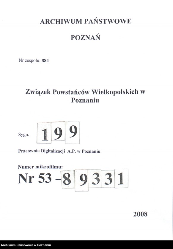 Obraz 1 z jednostki "Chojno, powiat Rawicz akta koła."