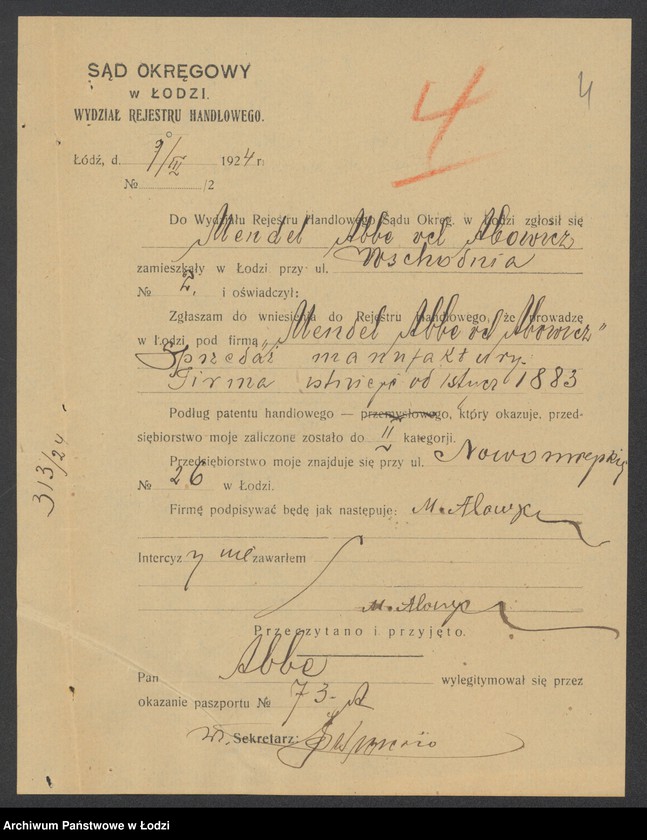 Obraz 6 z jednostki "Mendel Abbe vel Abowicz- sprzedaż manufaktury"