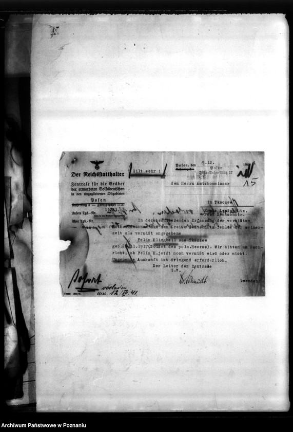 Obraz 19 z jednostki "Korespondencja w sprawie miejscowych Niemców, którzy zginęli w 1939 roku L - Z"