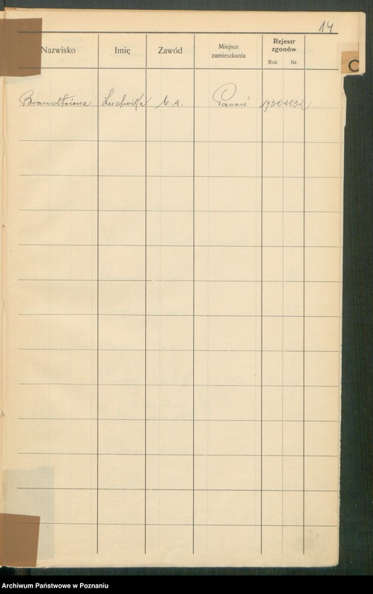 Obraz 16 z jednostki "Spis alfabetyczny zgonów za 1930"