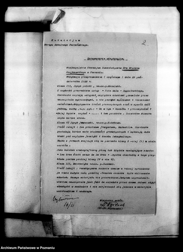 Obraz 5 z jednostki "Wielkopolskie Gimnazjum Koedukacyjne Czajkowskiego - Poznań [sprawozdania z wizytacji i sprawozdania roczne szkoły]"