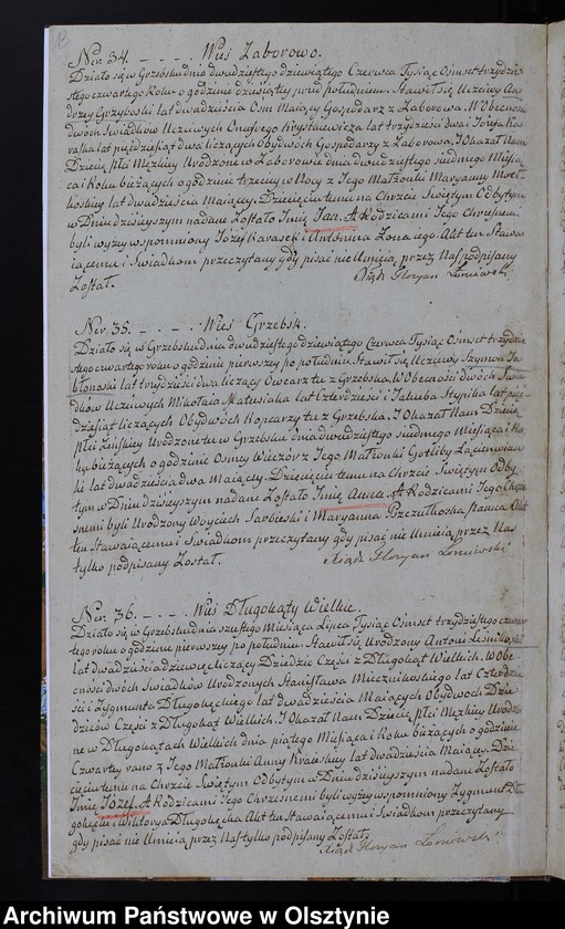 image.from.unit.number "Akta Stanu Cywilnego Gminy Grzebskiey Urodzenia, Zawartych Małżeństw, Zeyścia z Roku 1834"