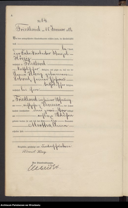 image.from.unit.number "Księga urodzeń USC Mieroszów (Friedland) 1902"