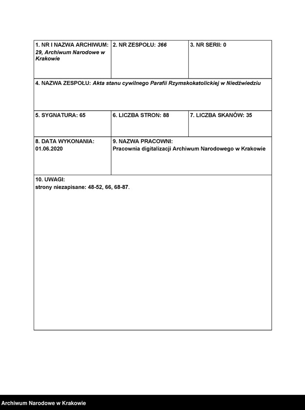 image.from.unit.number "Duplikat księgi urodzeń, małżeństw i zgonów parafii Niedźwiedź"