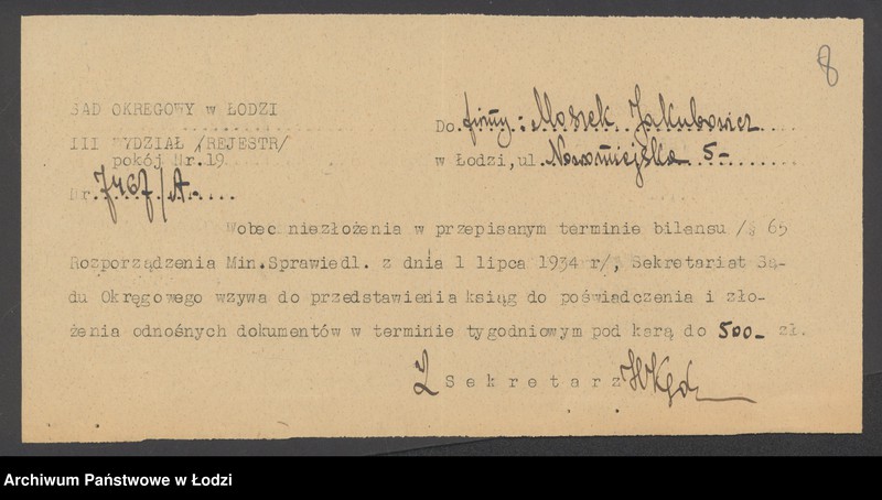 Obraz 10 z jednostki "Moszek Jakubowicz- sprzedaż manufaktury bawełnianej"