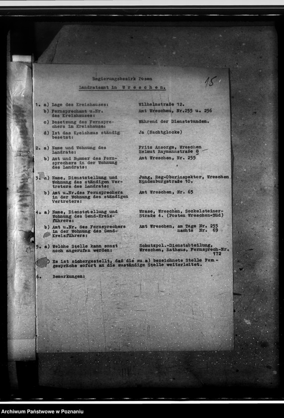 Obraz 19 z jednostki "Dienstübersichten- Beamten von Dienst"