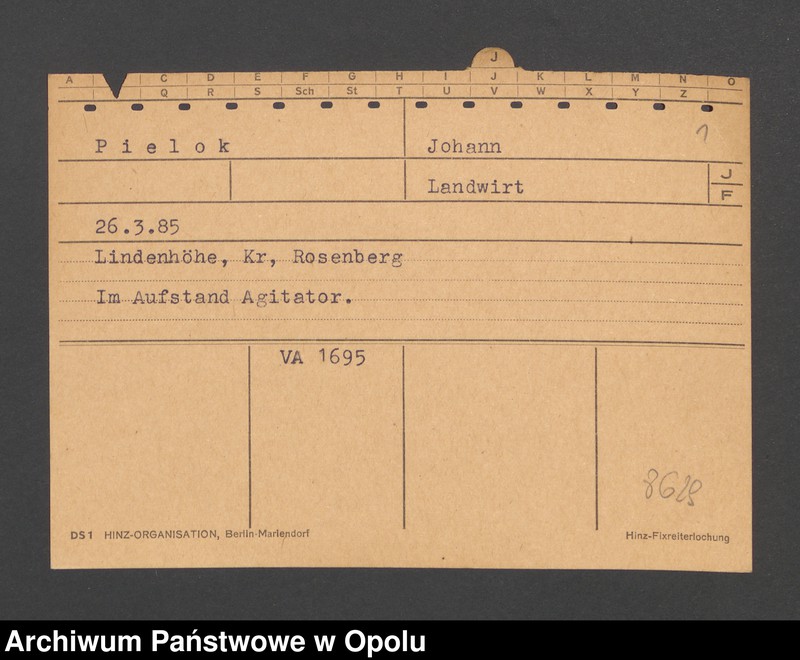 Obraz 9 z kolekcji "Powstańcy śląscy w kartotekach Gestapo"