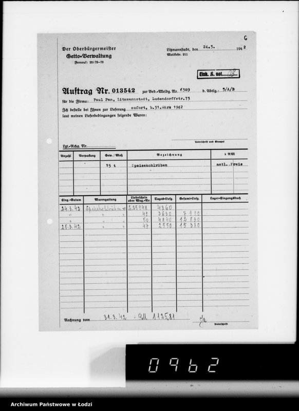 Obraz 3 z jednostki "Aufträge, [Lieferscheinen und Rechnungen] 13541-13600"
