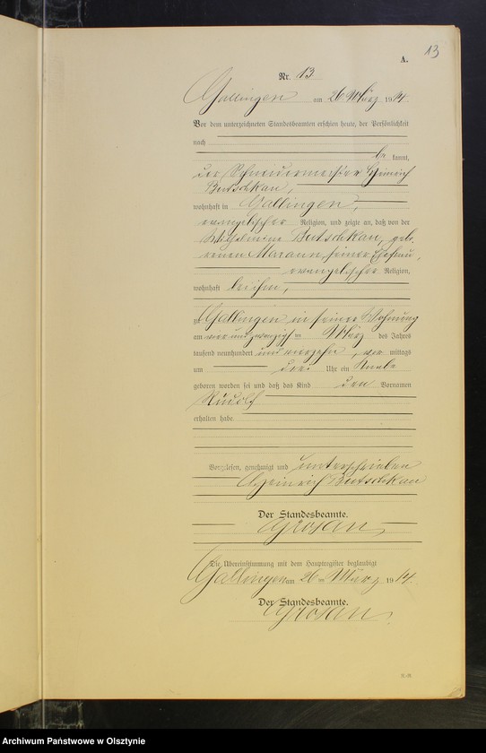 image.from.unit.number "Geburts-Neben-Register Nr 1 - 65 [ Księga urodzeń - wtóropis ]"