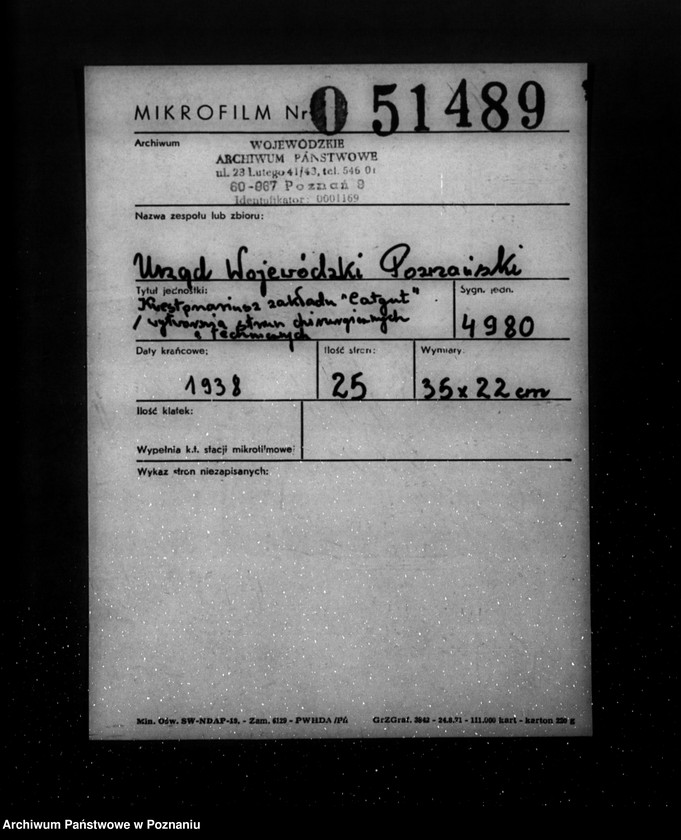 Obraz 2 z jednostki "Kwestionariusz zakładu "Catgut" /wytwórnia strun chirurgicznych i technicznych/"