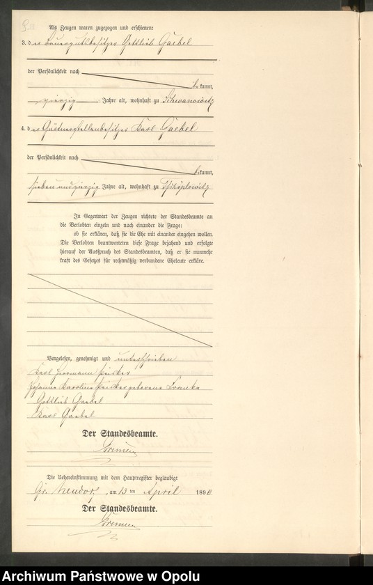 image.from.unit.number "Heiraths-Neben-Register Standes-Amt Gross Neudorf 1890"