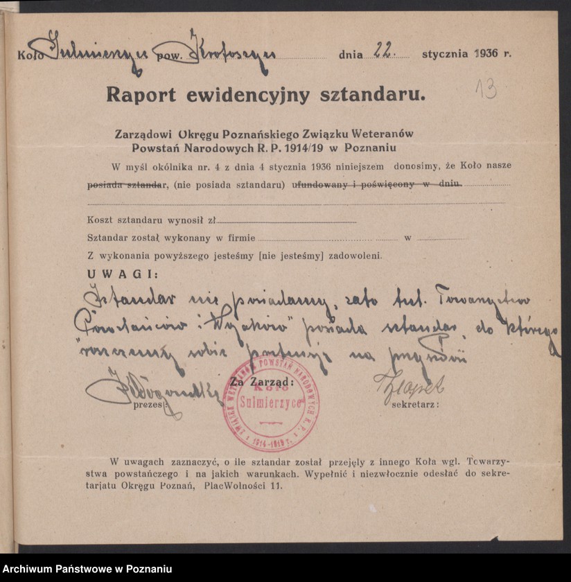 Obraz 20 z jednostki "Sulmierzyce, powiat Krotoszyn - akta koła."