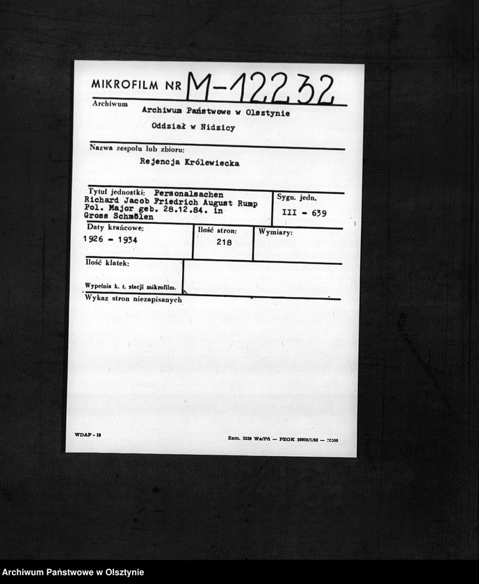 image.from.unit.number "Personal-Akten Richard Jacob Friedrich August Rump Pol. Major"