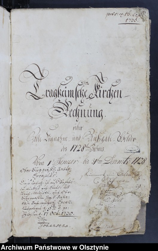 image.from.unit.number "Kirchen Rechnung über Einnahme und Ausgabe"