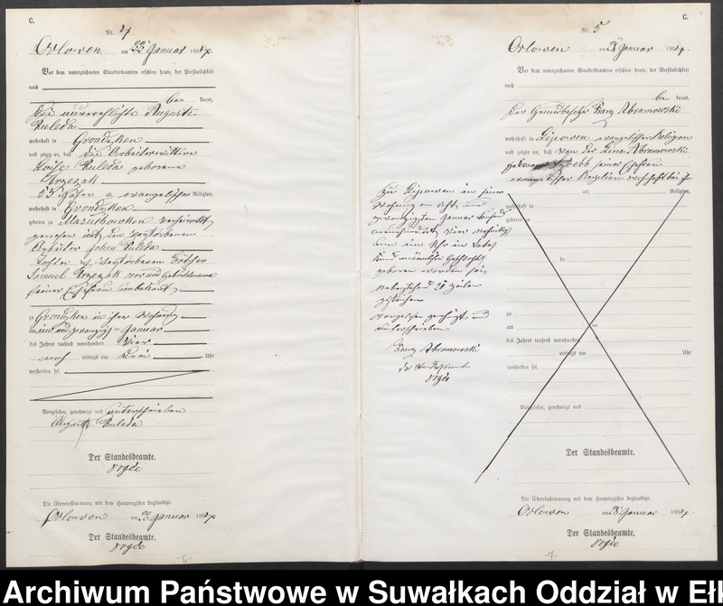 image.from.unit.number "Sterbe-Neben-Register des Preussischen Standes-Amtes Orlowen Kreis Lötzen"