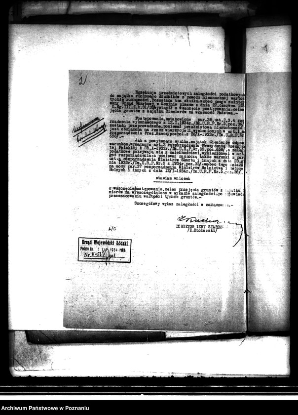 image.from.unit.number "Przejęcie przez Skarb Państwa za zaległe podatki gruntów majątku Ciemierów i Stare Holendry"