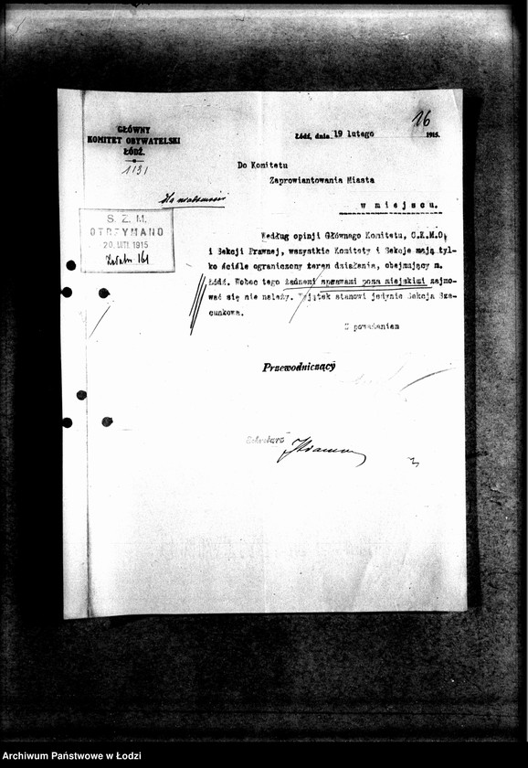 Obraz 19 z jednostki "Korespondencja różnych z Sekcją Zaprowiantowania Miasta"