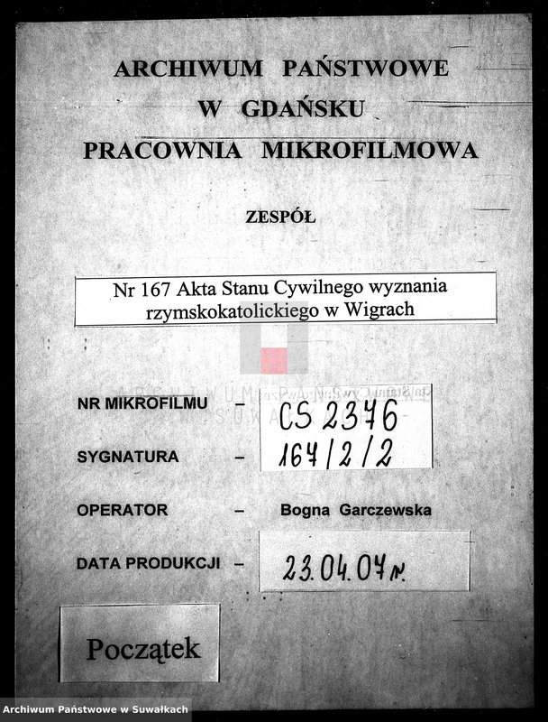 image.from.unit.number "Dowody do Akt Małżeństwa Gminy Wigierskiey od dnia 1 Maja 1810 Roku do dnia ostatniego kwietnia 1811 Roku."