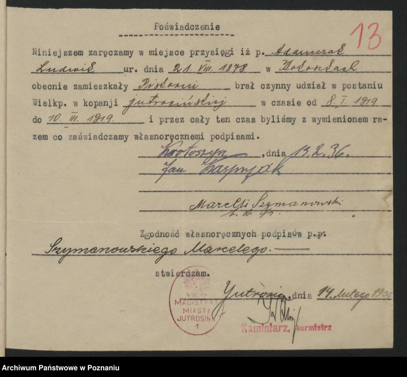 Obraz 17 z jednostki "Jutrosin, powiat Rawicz akta koła."