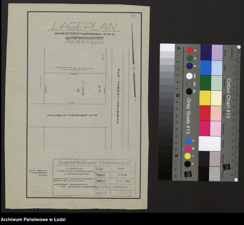 Obraz 1 z jednostki "Lageplan Christian Wergau Straße 5 Litzmannstadt"