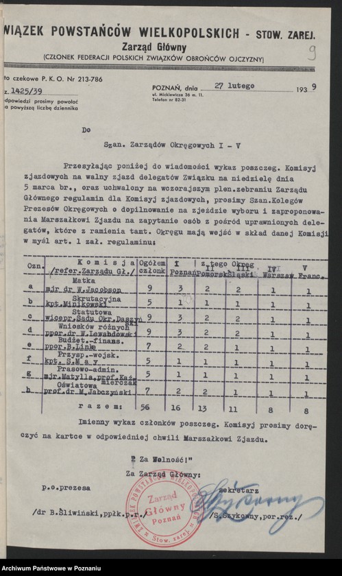 Obraz 11 z jednostki "Akta dotyczące Walnego Zjazdu Związku 5.III.1939."