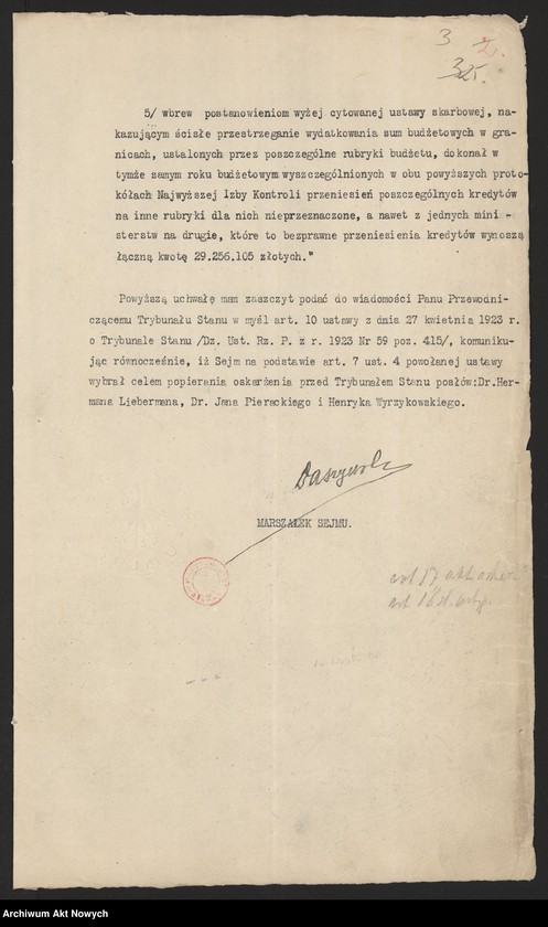image.from.unit.number "Akta Trybunału Stanu. Akta b. Ministra Skarbu Gabriela Czechowicza."