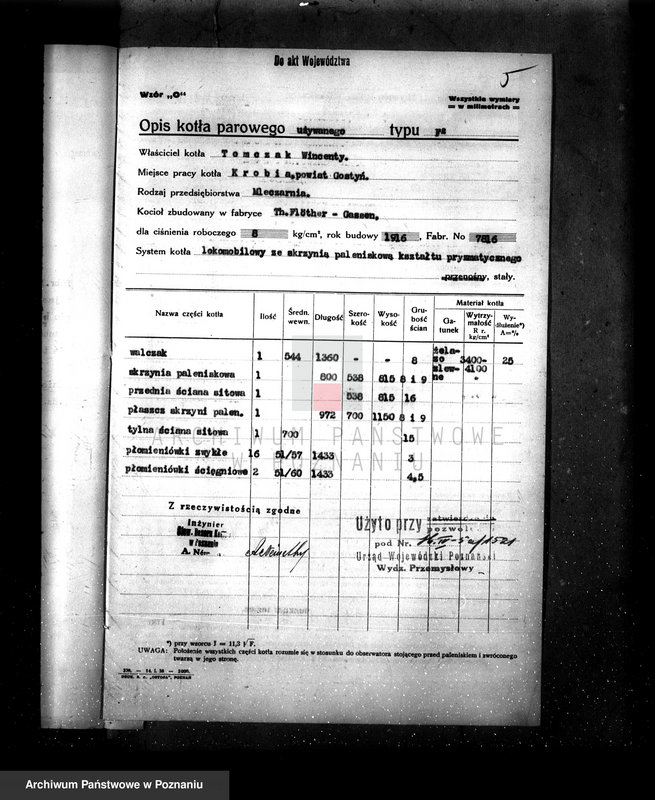 Obraz 9 z jednostki "Tartak H. Fiebiga w Krobi pow. gostyński nr woj. kotła 2523"
