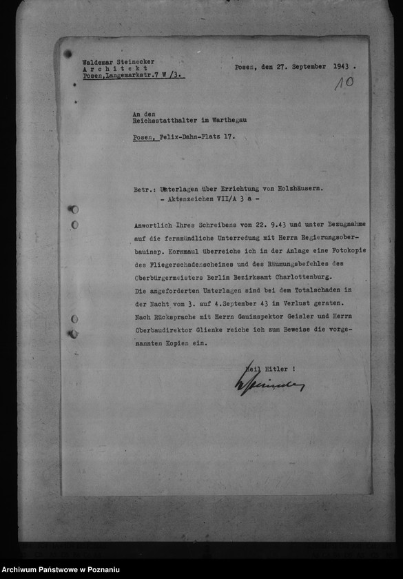 Obraz 14 z jednostki "Errichtung von Holzhäusern in Posen. Kreisschulungsburg. Reichsarbeitsdienst- Baracken, Schlaupe, Kreis Kempen"