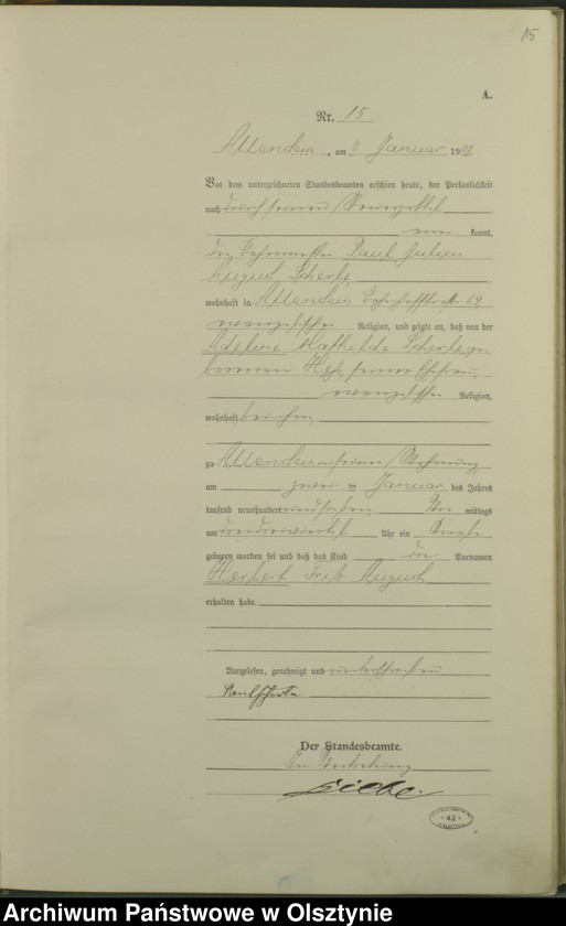 image.from.unit.number "Geburts-Haupt-Register Tom I, Nr 1-399"