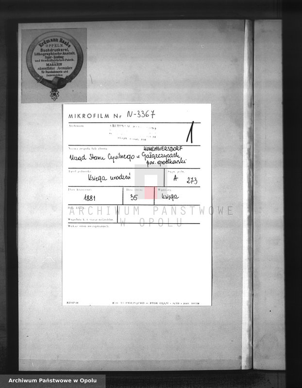 Obraz 3 z jednostki "Geburts-Neben-Register Standesamts Hohen-Giersdorf pro 1881"