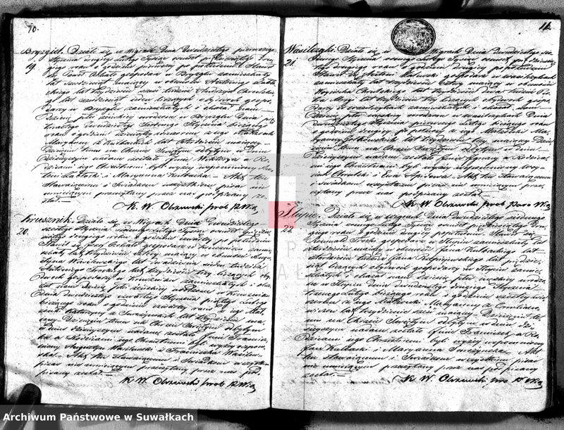 image.from.unit.number "Duplikat akt urodzonych, zaślubionych i umarłych parafii Wigry z roku 1852"
