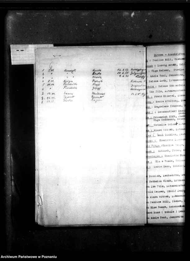 Obraz 11 z jednostki "Monatliche Zu- und Abgänge [Miesięczne zestawienia przybyłych i zwolnionych dzieci]."