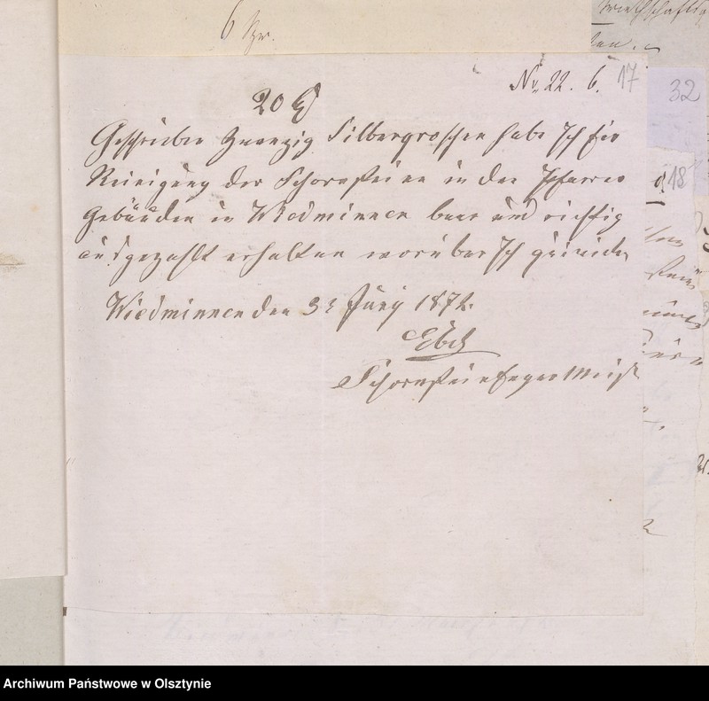 image.from.unit.number "Beläge zur Widminnenschen Kirchen Kassen Rechnung pro 1870"