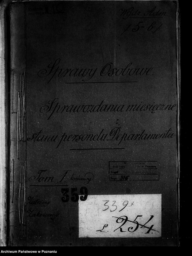 Obraz 4 z jednostki "Sprawy osobowe. Sprawozdania miesięczne stanu personelu departamentu"