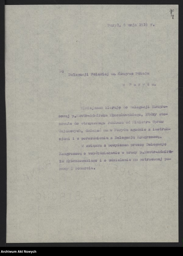 image.from.unit.number "Postulaty w sprawie otrzymania dostępu do morza, utworzenia marynarki wojennej i handlowej. Memoriały, wniosek, notatka, korespondencja"