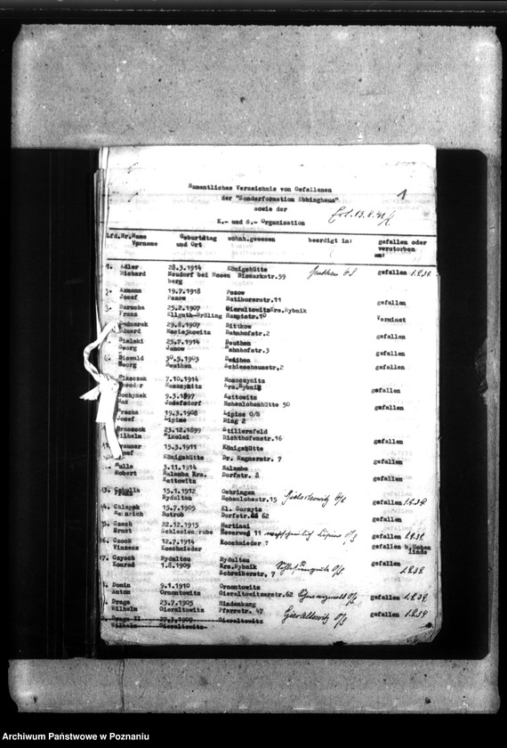 Obraz 5 z jednostki "Freikorpskämpfer "Ebbinghaus" - Oberschlesien- polegli w 1939 roku"