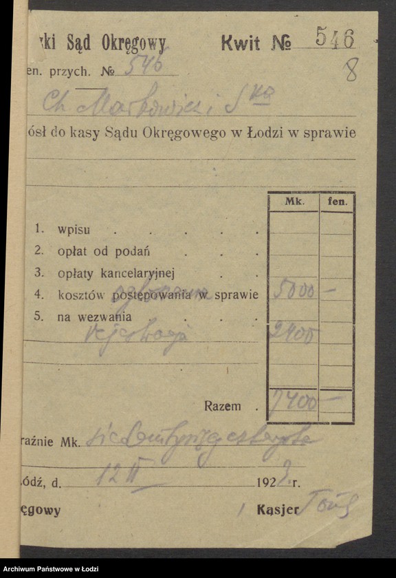 Obraz 10 z jednostki "Chaim Markowicz i S-ka- sprzedaż towarów manufakturowych"