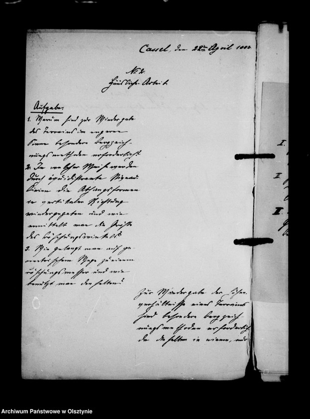 image.from.unit.number "Haus- u. Kalssenarbeiten. Abt. B. Terrain- Lehre, Gf. Lehndorff, Portepeefähnrich im neuen Drag. Kassel. Rgt. 3"