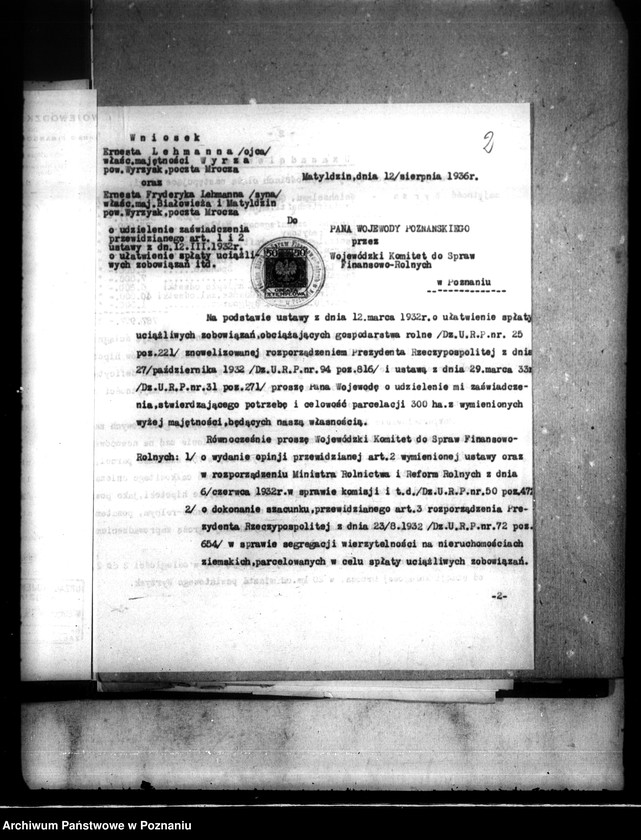 Obraz 6 z jednostki "Majątek Wyrza-Matyldzin powiatu wyrzyskiego parcelacja oddłużeniowa"